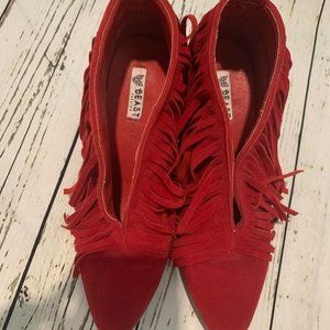 On The Fringe Red Booties - Size 8